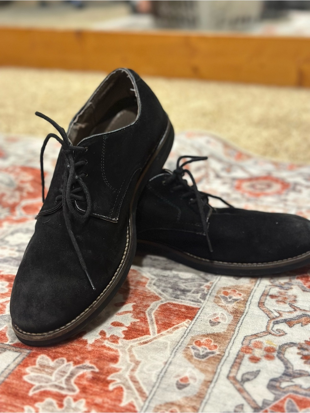 Men's Black Suede Slip-On Derby Loafers